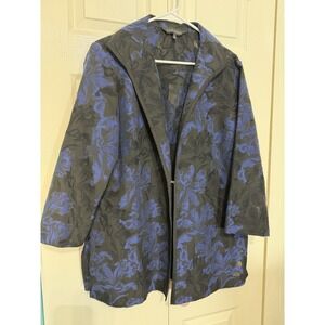 Ming Wang Heritage Fit Black Blue  Textured Jacket Blazer Size L Large